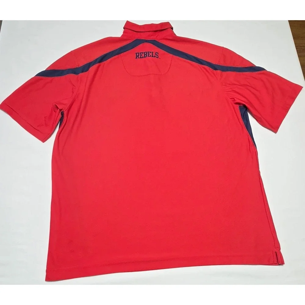 Ole Miss Rebels Nike Dri Fit Polo Shirt Men's Size XL Red & Blue Football/Golf